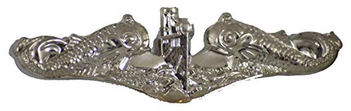 SUBMARINE DOLPHIN (Silver) LAPEL PIN OR HAT PIN - Size 2-3/4