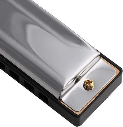 Silver 10 Holes 20 Tones Diatonic Harmonica Key of C with Blue Case,Rock w Case Stainless Steel Diatonic Harmonica - Image 4