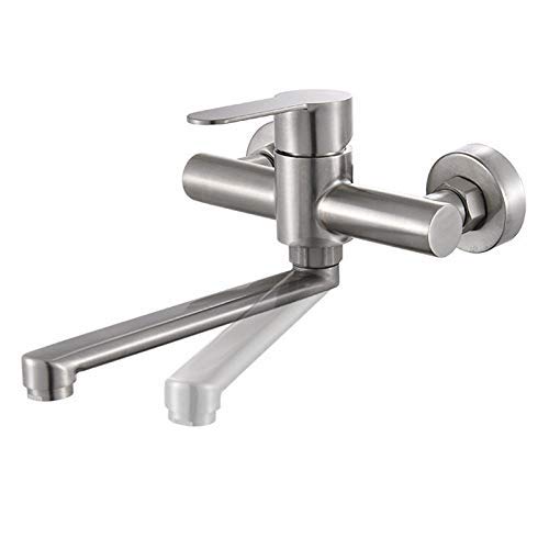 Robinet de cuisine mural premium en inox 304 brossé sans plomb hygiénique