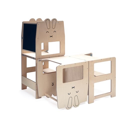 Generic - Craffox Tour d'observation pour tout-petit/LAPIN naturel/tour de cuisine/tabouret d’apprentissage Montessori/table pour enfant