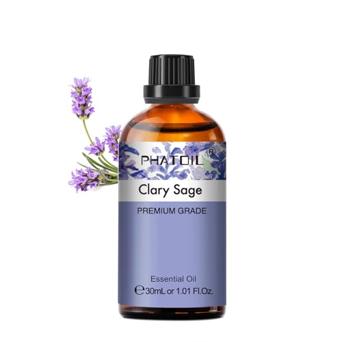 Clary Sage Essential Oil 1.01Fl.Oz (30ML) PHATOIL Pure Essential Oil Singles for Aromatherapy Diffusers Humidifiers Great for DIY Candle and Soap Making Gift for Friend