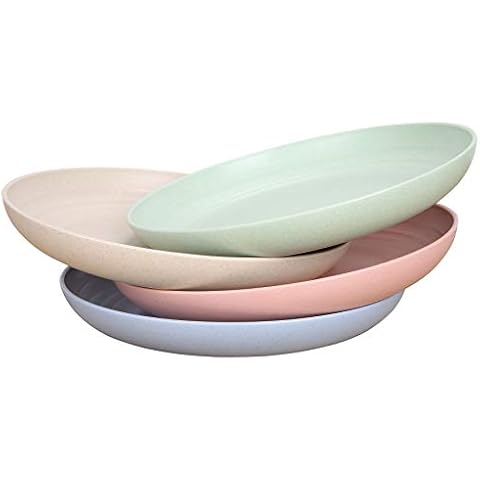 LuckyZone 7.8 Inches Unbreakable Wheat Straw Plates - Reusable Plate Set - Dishwasher & Microwave Safe - Perfect for Dinner Dishes - Healthy, BPA Free & Eco-Friendly (7.8 Inches) Cover