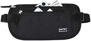 DAITET Money Belt - Passport Holder Secure Hidden Travel Wallet with RFID Blocking, Undercover Fanny Pack (Black)