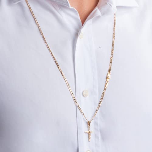 Corrente Masculino Banhada A Ouro 18k Cordão Ping Cruz