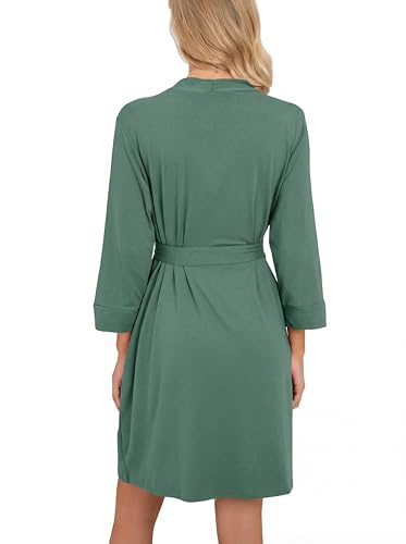 Image of PrinStory Womens Robe Lightweight Short Knit Bathrobe Soft Ladies Sleepwear with Pockets