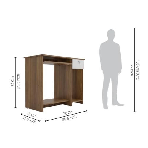 Image of Star Engineered Wood Study Table with Multi-Purpose Table Desk for Students, Computer Study Table with Drawer & Keyboard Tray - Leon Teak