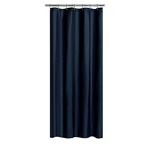 Image of N&Y HOME Fabric Shower Curtain or Liner 36 x 72 Inches Bath Stall Size with 2 Bottom Magnets, Hotel Quality, Washable, Water Repellent, Navy