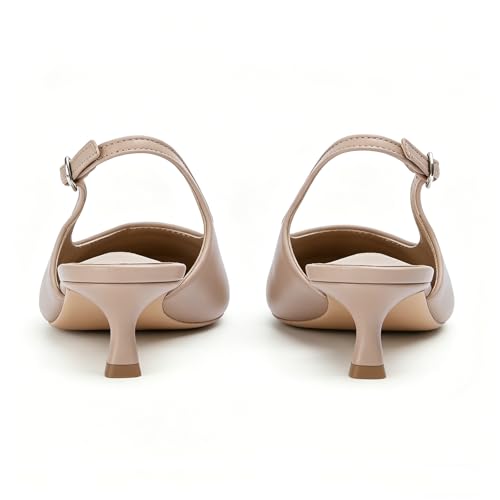 Image of KysBloes Pointed Toe Slingback Kitten Heels for Women Low Heel Pointed Toe Pumps Formal Dress Shoes Sling Back Heels