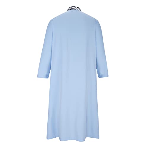 Zeiyignr Men's Saudi Arabic Thobe Ethnic Caftan Long Sleeve Dubai Robe Ramadan Muslim Dress Middle East Islamic Clothing3