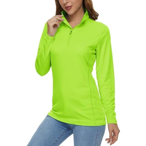 MAGCOMSEN Women's Shirts Long Sleeve 1/4 Zip UPF50+ UV Sun Protection Quick Dry Workout Hiking Athletic Shirts Rash Guard