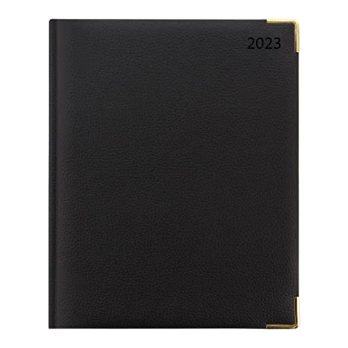 Letts of London Connoisseur Quarto 2023 vertical week to view diary with appointments - black, 23-TC3YBK