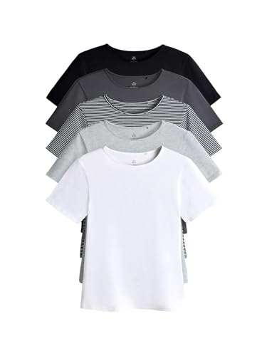 T-Shirt Ras du Cou ajusté Femme (Lot de 5) THE SET Manches Courtes