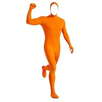QingWing Costume de Carnaval Orange, Général Combinaison de Cosplay Moulant, 180cm Costume Zentai Cosplay pour Fête Halloween Noël Anime Spectacle sur Scène Carnaval Tenue Orange