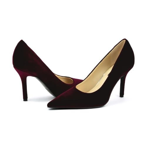 Image of Nine West Women's Gemmha Pump, Dark Red Velvet 600, 11