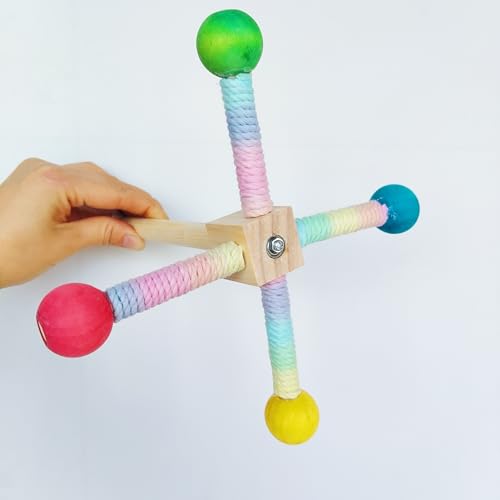 Image of Bird Spinner Toy, Tyotrbs Bird Perch Toy, Parrot 360 Interactive Rotating Toy, Budgie Cage Accessories for Small Birds to Expend Energy, Wooden Stand for Parakeet Cockatiel Lovebird Conures