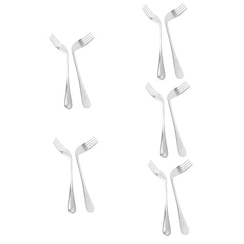LALAFINA 10pcs Angled Fork Utensil Elderly Care Products Curved Fork for Patients Tableware