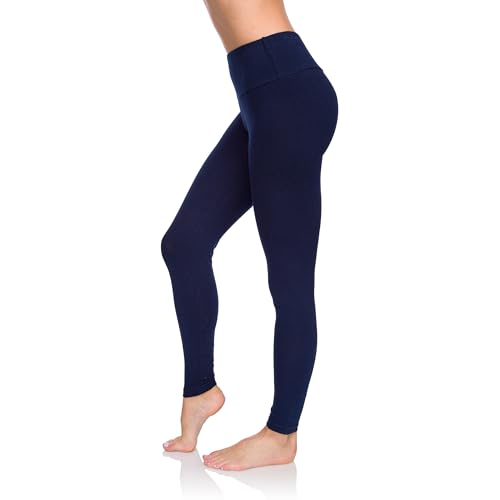 Soft Sail Damen Leggings, hohe Taille, Bauchkontrolle, weiche Baumwolle Gr. 42, Navy