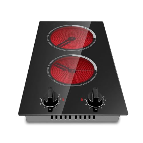 12 Inch Electric Cooktop 2 Burner, Built-in Stove, Electric Radiant