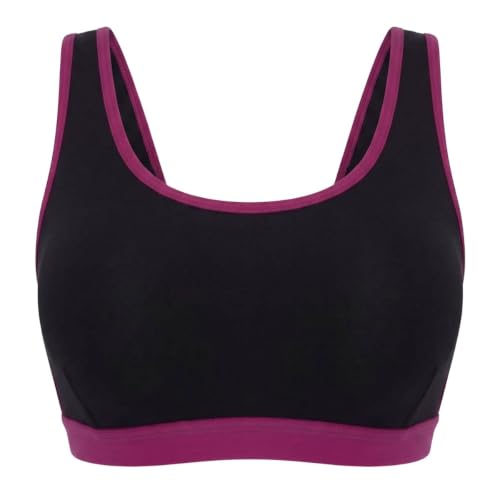 Image of DChica Essentials Sports Bra for Girls, Cotton Non-Padded Full Coverage Beginners Non-Wired T-Shirt Gym Workout Bra with Regular Broad Strap (Pack of 1) Activewear Printed Training Bra for Teenagers