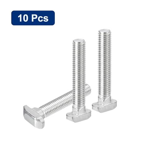 Image of uxcell 10Pcs T-Slot Bolts, M8 x 50mm Hammer Head Bolt T Screw Drop-in Stud for 4040 Series T-Slot Aluminum Extrusion Profile, 304 Stainless Steel, Silver