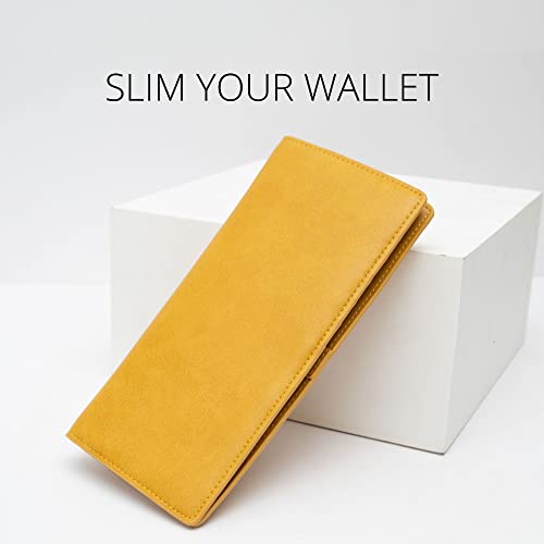 Image of Alldaily Ultra Slim Thin Women Wallet RFID Blocking Credit Card Holder Bifold Long Ladies Billfold (Yellow)