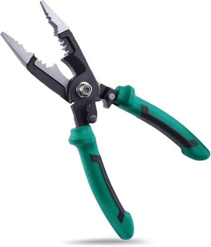 Image of 6-in-1 Wire Stripper Electrician Scissors Linesman Plier Crimping Plier Cable Cutter Multifunctional Electrician Pliers for Crimping Cutting Stripping Shearing Clamping