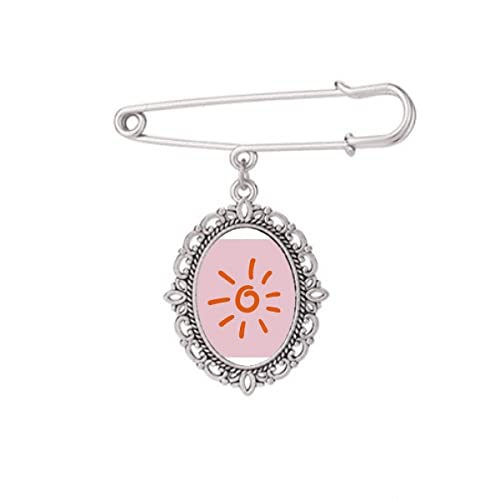 Broche orange peinte à la main soleil météo pour robe chemise châle et veste de mi-saison