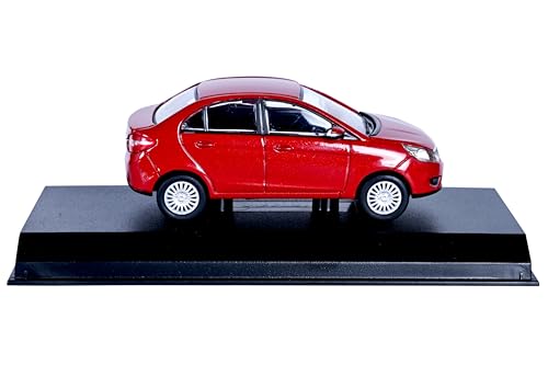 Image of Scale Model Car Tata-Zest-Free Wheel (Acrylic case)-Official 1:43 Die-cast Official Merchandise, Red
