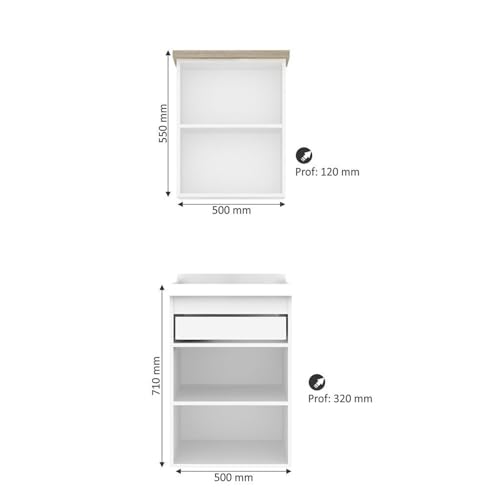 Gabinete de Banheiro 50cm com Lavatório e Armário Ref 501 Branco/Itapuã