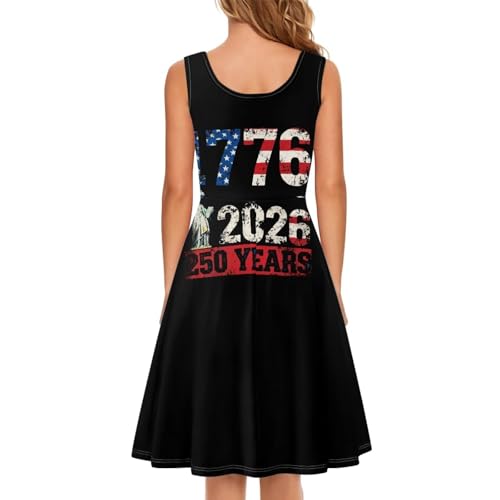 Image of Women Stylish Tank Dresses Sleeveless Round Neck Midi Casual Dress with Pocket for Summer