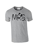 D&H Mrs Mr Hubby Wifey Le Roi Sa Reine Roi Écriture Dessin Dessin de Dessin Mickey Princesse Couronne Couples Valentin Amour 01 Amoureux - Gris - X-Small