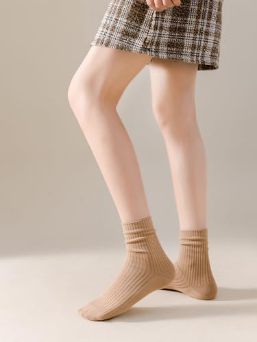 DOKUTOKU Womens Crew Socks Size 7-9 Cotton Cute Long Fall Workout Casual Socks 6 Pack 6