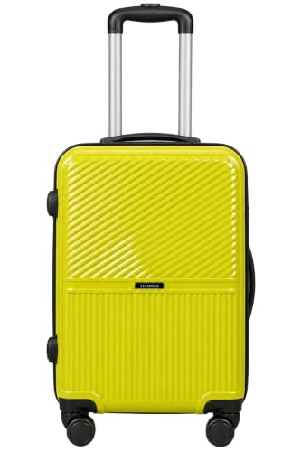 Image of Teakwood Meduim Size 8 Wheels Trolley Bag, Hard Cabin with Zipper Closure, Adjustable Push Button & Cross Side Strap, Number Lock System 360 Degree (Medium, Lime Green)