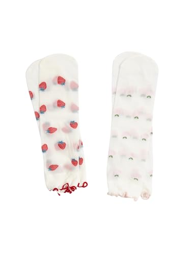 Verdusa Women's 2 Pairs Ruffle Socks - Sheer Mesh, Thin, Transparent Ankle Socks