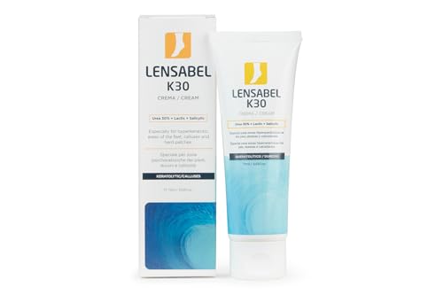 Lensabel K30 75 ml - Crema Pies Urea 30% con Ácido Salicílico y Ácido Láctico - Crema Pies Secos y Agrietados - Ablandador de Callos y Durezas - Acción Queratolítica - Sin Residuos Grasos - Lensa