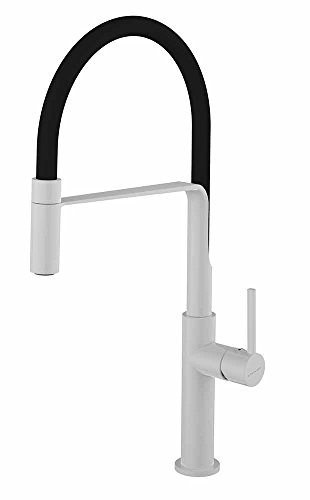 Chef - Grifo de cocina monomando repisa, caño flexible, sistema de ahorro energético coldopen, color blanco