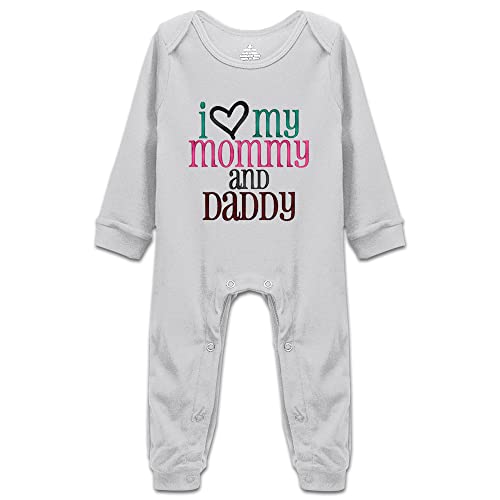 DOQOSESHY I Love My Mommy and Daddy Baby Bodysuit 100% Cotton Sleeveless/Long Sleeve/Short Sleeve, 3 Months, L-white