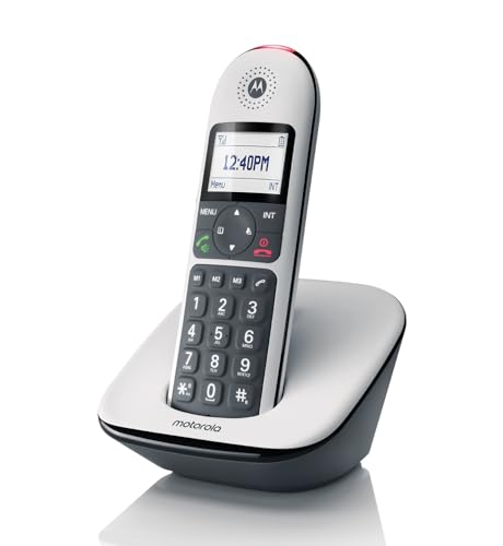 Motorola Voice   CD5001 Teléfono Inalámbrico Digital, Bloqueo de Llamadas, Amplificación, Manos Libres con Altavoz, Modo Nocturno   Color Blanco