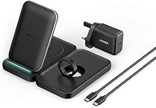 Anker 3-in-1 Wireless Charging Station, 533 Wireless Charger (3-in-1 Stand) for iPhone 13, 13 Pro, Samsung, AirPods Pro, Apple Watch 1-6 (Only Compatible with Original 3.3ft Watch Cable, Not Included)