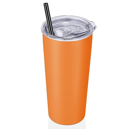 Image of VEGOND 20oz Tumbler Stainless Steel Tumbler with Lid And Straw Vacuum Insulated Double Wall Travel Coffee Mug(orange package 1)