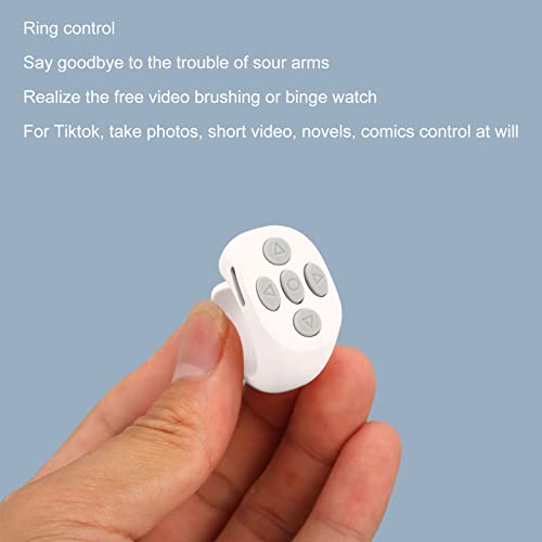 Wireless Cell Phone Remote Control Bluetooth Ring for Video Viewing Electronic Book Page Turner (White) - Image 2
