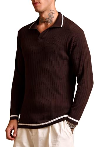 Image of Kvetoo Full Sleeve Winter Wear Woolen Collar Polo Sweater for Men