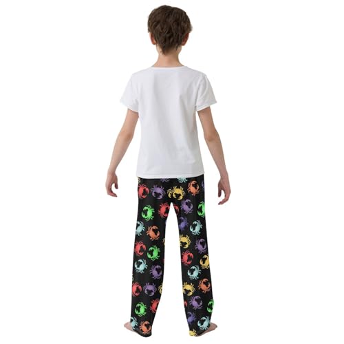 ZZXXB Colorful Crabs Boys Long Pants Soft Trousers Elastic Waist Kids Lounge Bottoms with Pockets S-XL3