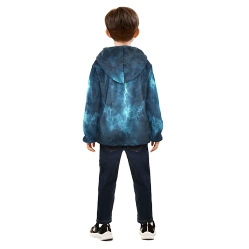 Lightning Cool Toddler Fleece Jacket Girl Boys Hooded Fleece Jacket Coat Warm Outwear Zip-up 3-10T4