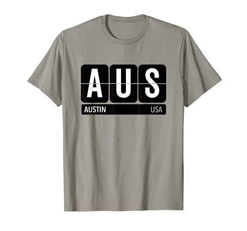 AUS Austin Texas USA Travel Souvenir Texto Blanco Camiseta