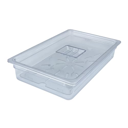 AcMax Juego de recipientes gastronómicos GN 1/1 de policarbonato, 16 litros, profundidad de 100 mm, plástico, con tapa y bandeja de goteo
