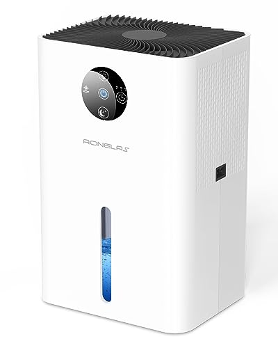 AONELAS Deshumidificador para el Hogar,1800ML Deshumidificador Electrico Portátil,Silencioso,Descongelación Automática,Apagado Automático,7 Colores Luz,Deshumificador para Dormitorio,Baño,Armario.