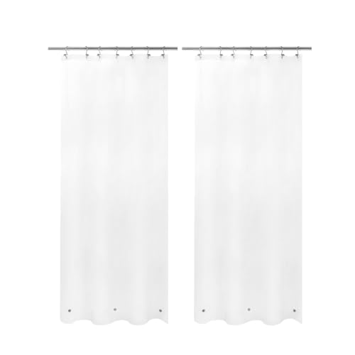 Image of Barossa Design Frosted Stall Shower Curtain Liner with 3 Magnets - 36 inch x 72 inch, Waterproof PEVA Shower Liner for Small Bathroom Stall, PVC Free, Metal Grommets - Frost, 36X72 (Pack of 2)
