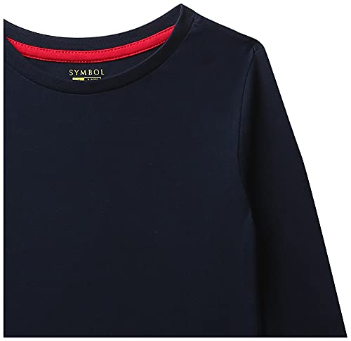Image of Amazon Brand - Symbol Boy's Regular T-Shirt (PAG 507 Navy & White 6-7 Years)