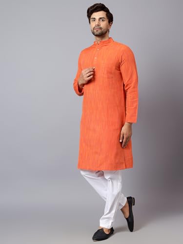 Image of LATEST CHIKAN Men's Cotton Long Kurta Full Sleeves - Casual Ethnic Wear